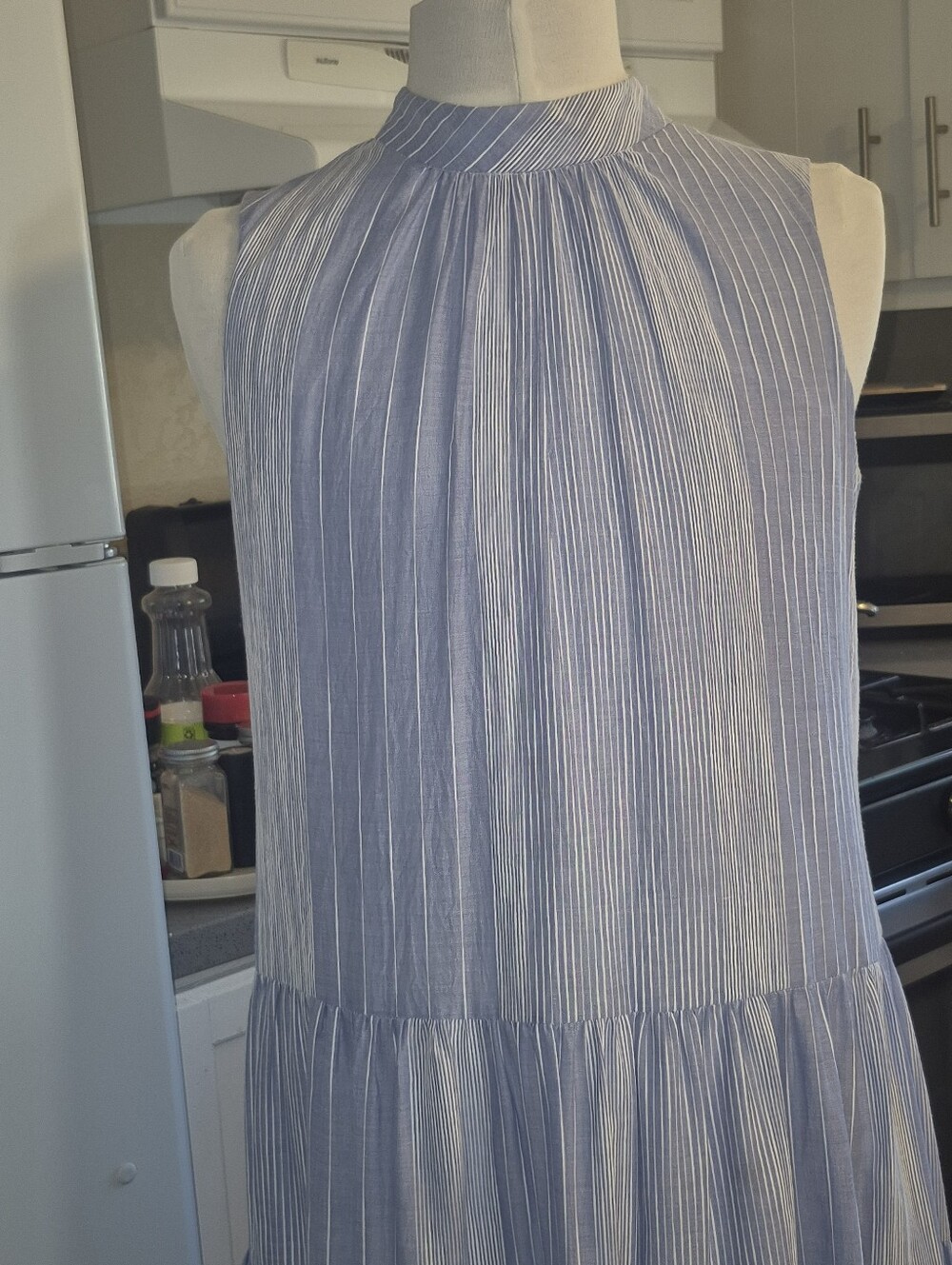 Calvin Klein Blue Stripe Tiered Sundress - Picture 3 of 4